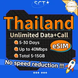 Tajlandia eSIM 5-30 dni 5-15 GB nieograniczona data 4G + połączenie + SMS Tajlandia karta SIM obsługa tylko eSIM