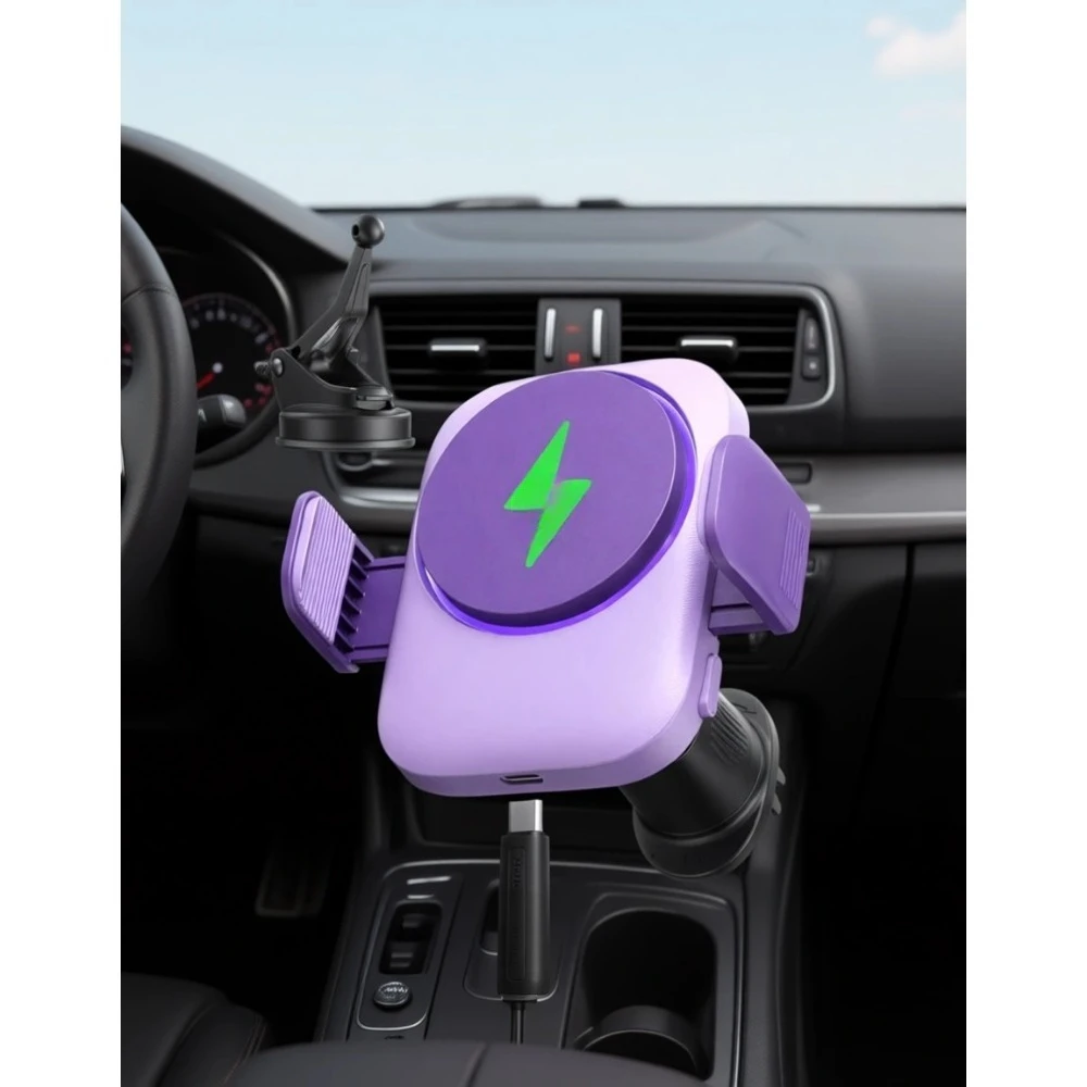 

Qi2 15W Magnetic Car Mount Charger with Cooling Fins RGB Light Ultra Strong Grip for iPhone