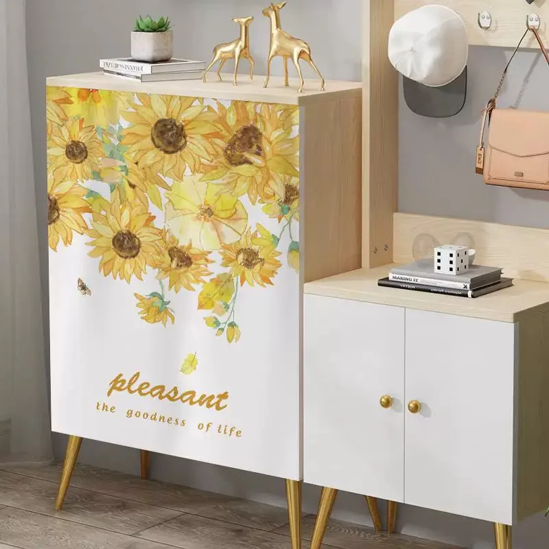 VIKAMA Fresh Style Shoe Cabinet Cover Curtain Dust-Proof Bedroom Wardrobe Concealing Curtain No-Drill Magic Tape