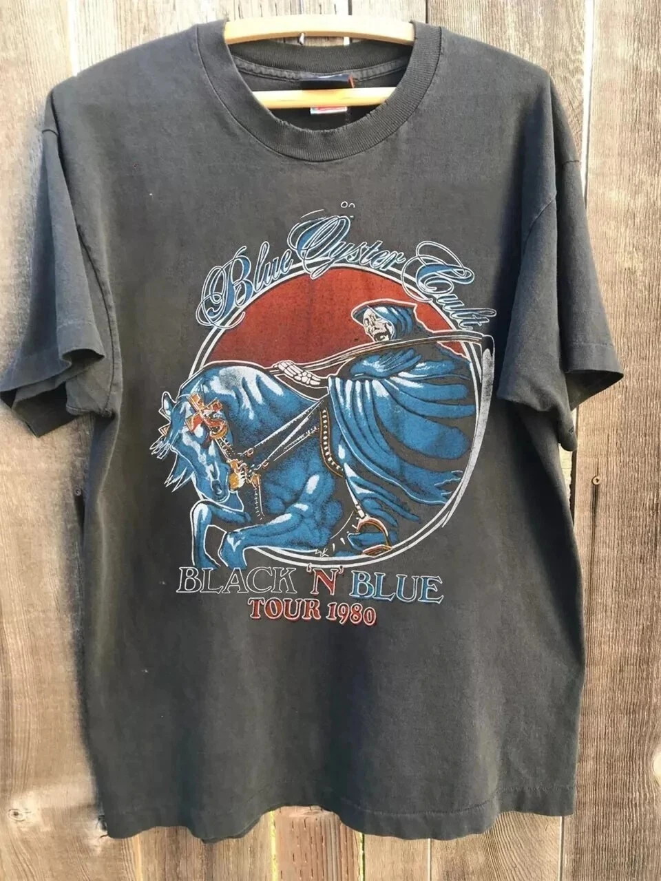 

90s Blue Oyster Cult Band Retro T-Shirt Unisex Cotton Short Sleeve High Street Streetwear Oversized Loose Casual Short Sleeve