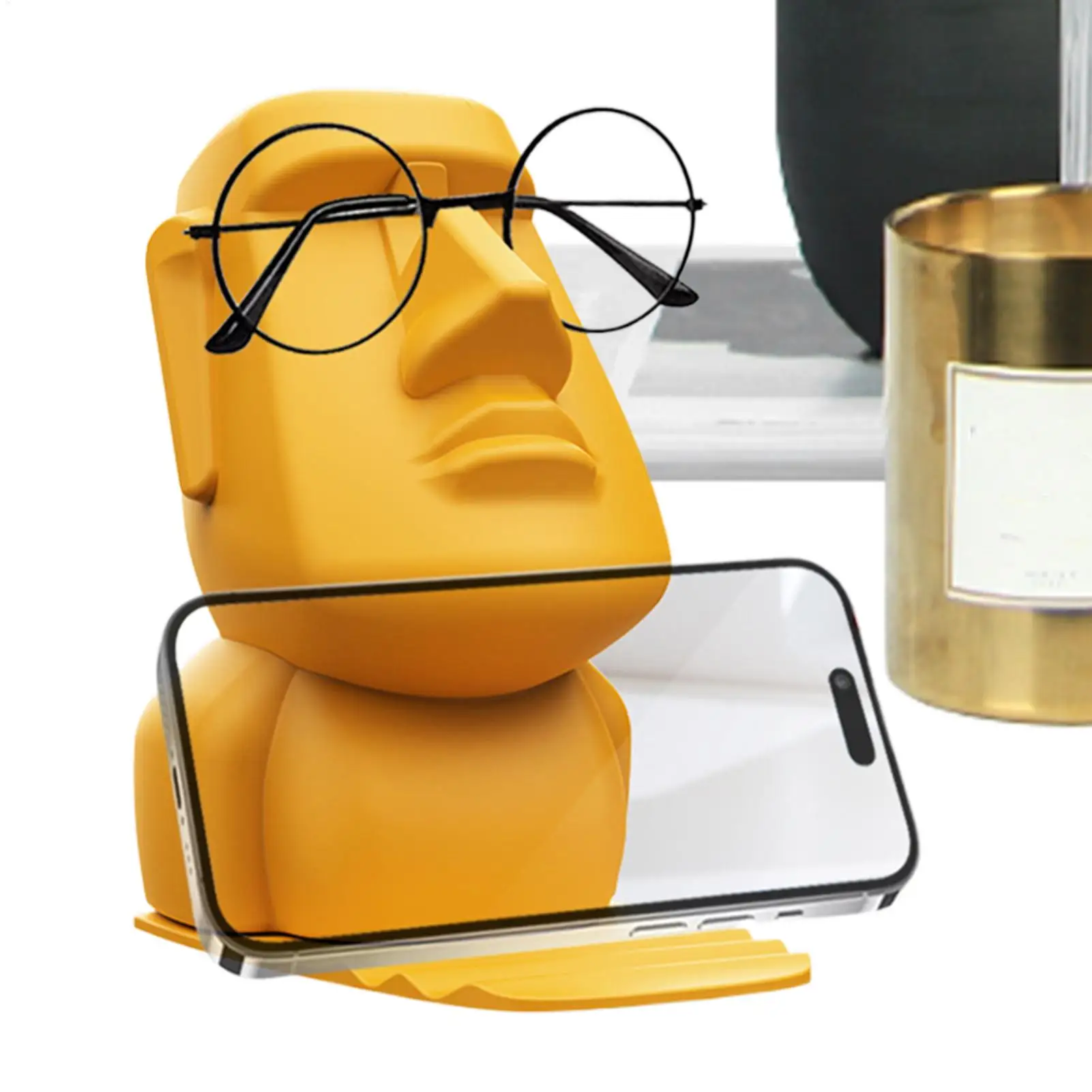 Creative Resin Moai Statue Figurines Ornament Glasses Stand Holder Easter Island Sunglasses Display Gift for Home Decoration