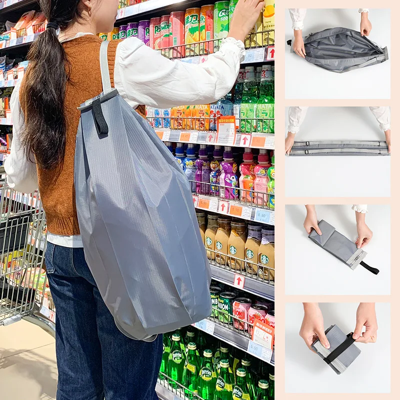 

1Pcs Folding Shopping Bag Large Capacity Supermarket Going Out To Buy Vegetable Bag Portable Durable Oxford Cloth Shopping Bag