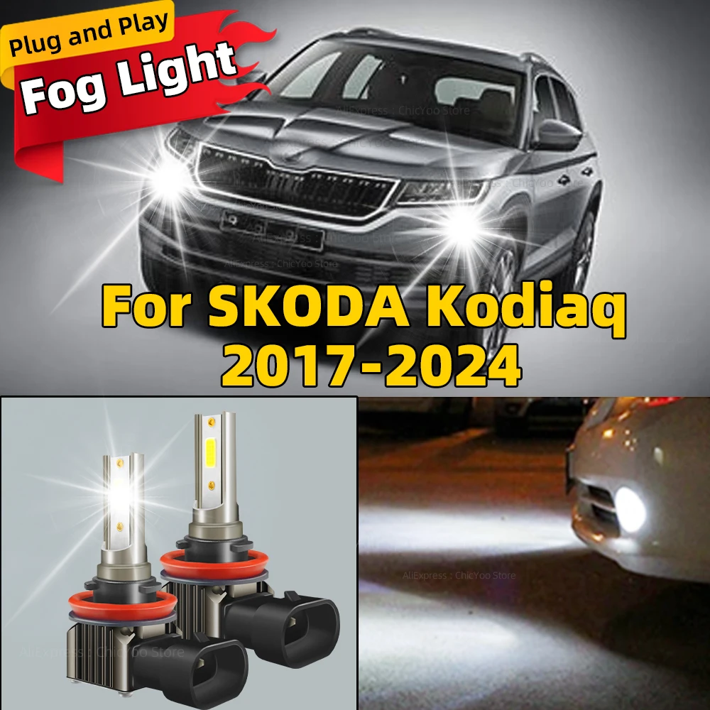 H11 Led Canbus  H9 H8 H16 Car Bulb High Power 80W Fog Light For SKODA Kodiaq 2017 2018 2019 2020 2021 2022 2023 2024