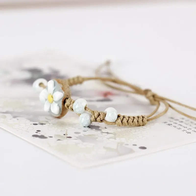 Forest Series Plant Hand-kneaded Ceramic Adjustable Bracelet for Women Gift Jewelry
