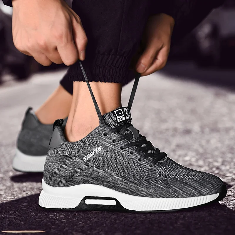 Men Sneakers Elevator Shoes Hidden Heels Breathable Heightening Shoes for Men Increase Insole 6CM Sports Casual Height Shoes