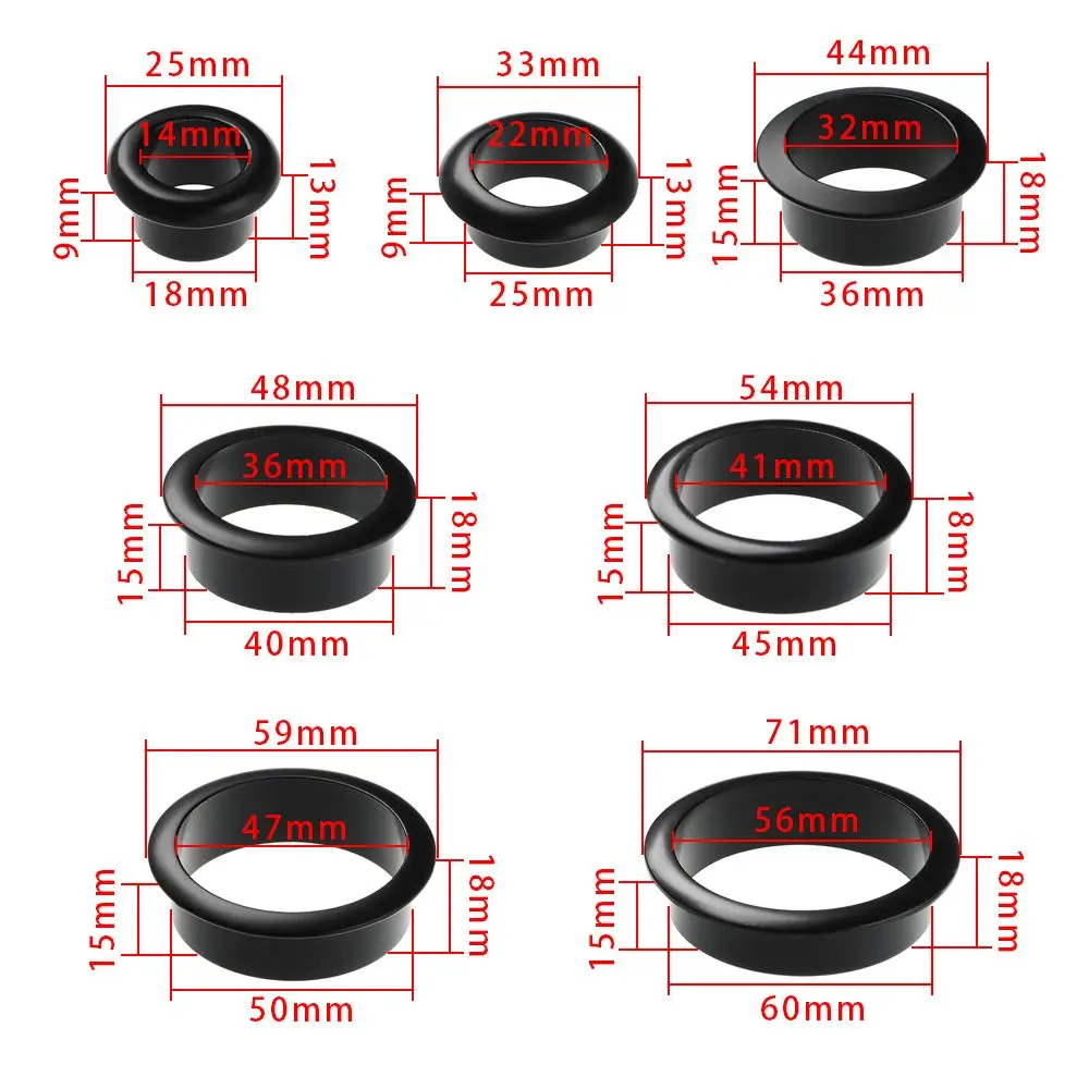 Liga de zinco Computador Desk Cable Grommets, Tampa do furo do fio, Gabinete Vent Hole Decor, Plug Cable Outlet, Hardware Móveis Portuários