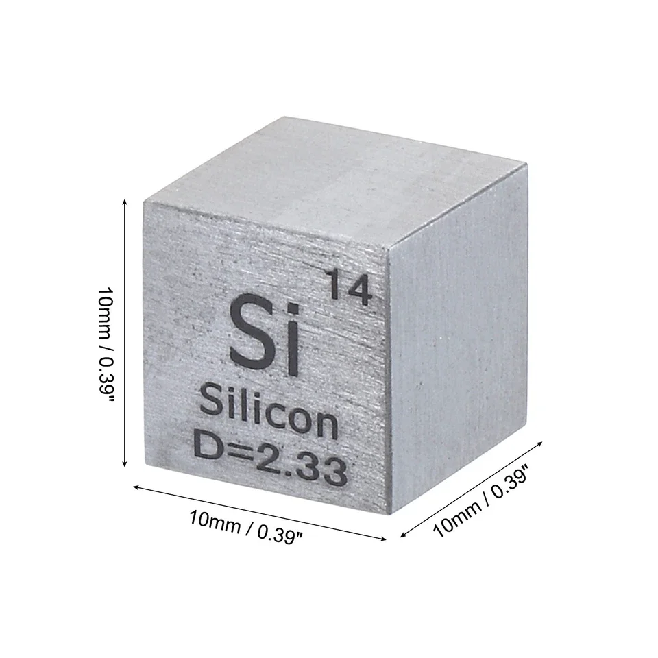 Silicon Cube,10mm Si Density Cube High Density Element Cube Unique Metal Cube