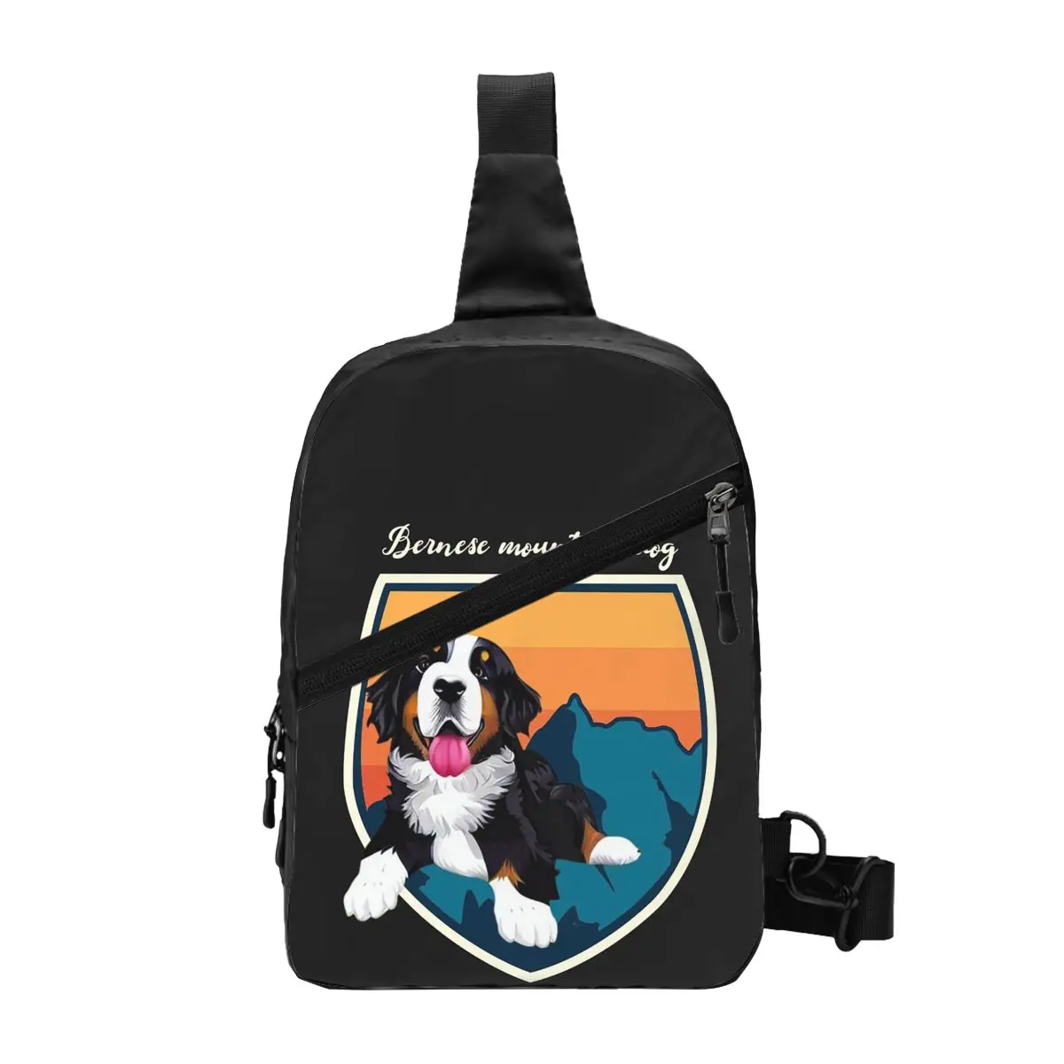 Bernese Mountain Dog Chest Bag Men Sling Crossbody Backpack Chest Bag Travel Hiking Daypack Shoulder Bag