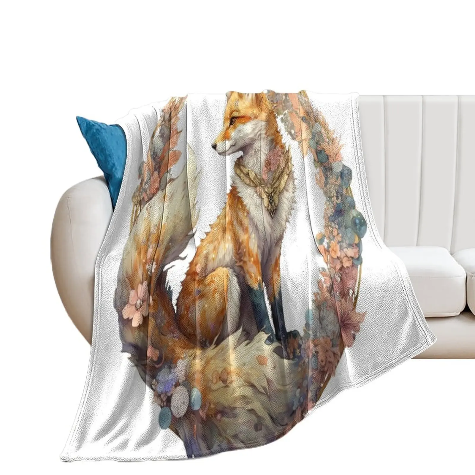 two tailed fox Throw Blanket halloween Heavy Sofas Loose Blankets