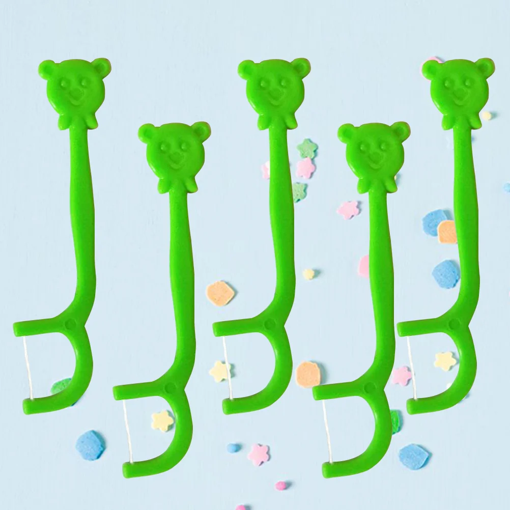 100 قطعة من خيط تنظيف الأسنان للأطفال، خيط تنظيف الأسنان الكرتوني المحمول مع مقبض مريح لسهولة الوصول إلى الأسنان الخلفية، طعام نظيف #3