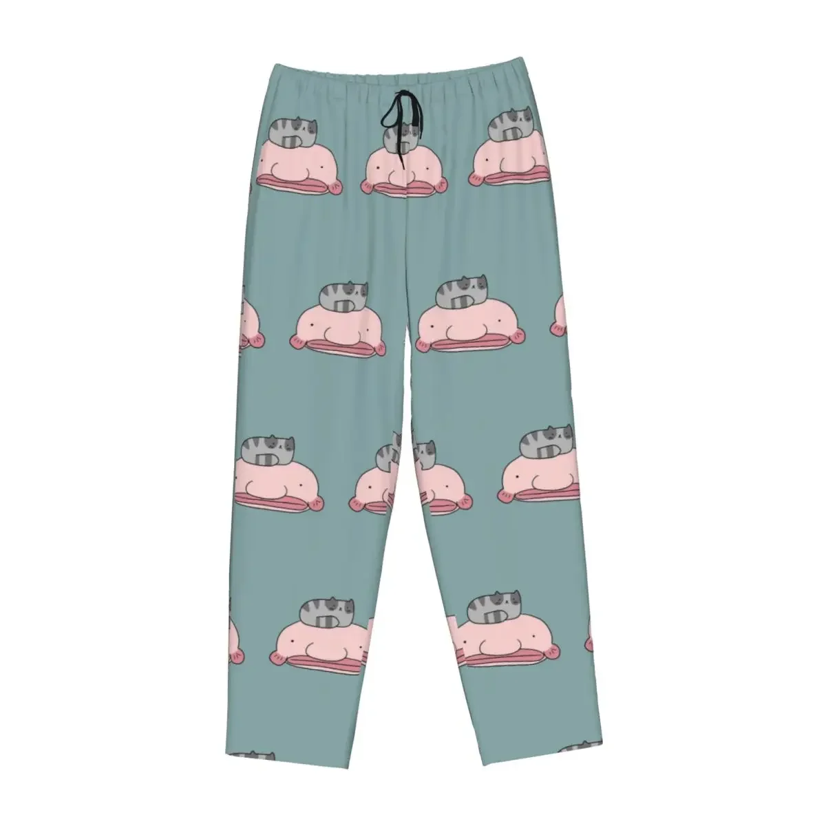 

Custom Blobfish And Little Cat Women Pajama Pants Lounge Sleep Sleepwear Bottoms with Pockets
