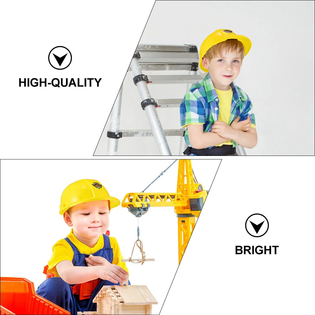 Chapeaux de fête en plastique pour enfants, construction réaliste, fournitures de fête, jeu de simulation, cadeau pour garçons, jaune