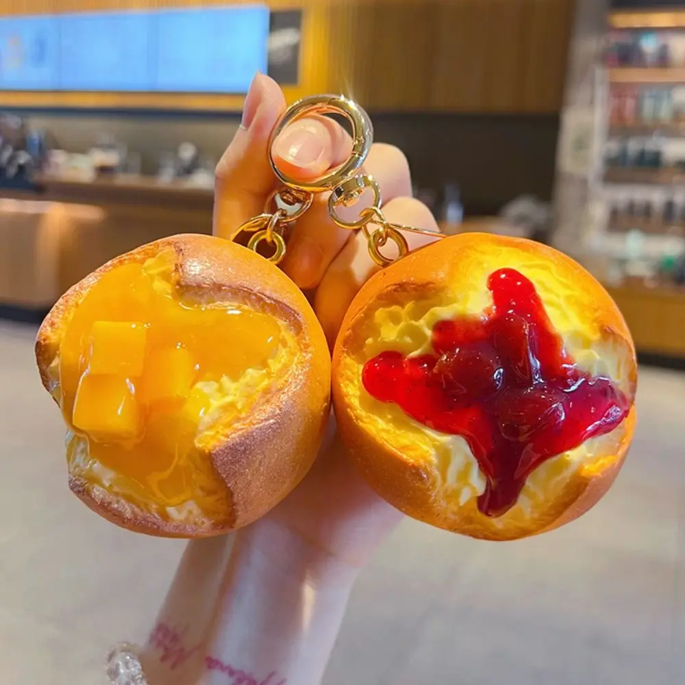 Slow Rebound Simulated Squeeze Bread Keychain Dessert Simulated Fruit Filling Simulation Bread Key Ring Elastic PU