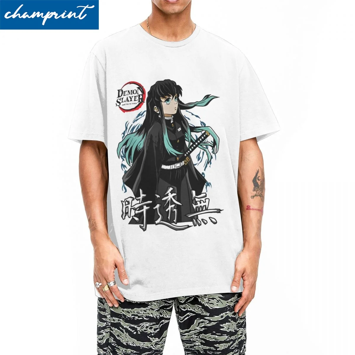 

Funny Muichiro Tokito Tshirts Unisex 100%Cotton Short Sleeve Anime Demon Slayer O-neck Summer Top Tee