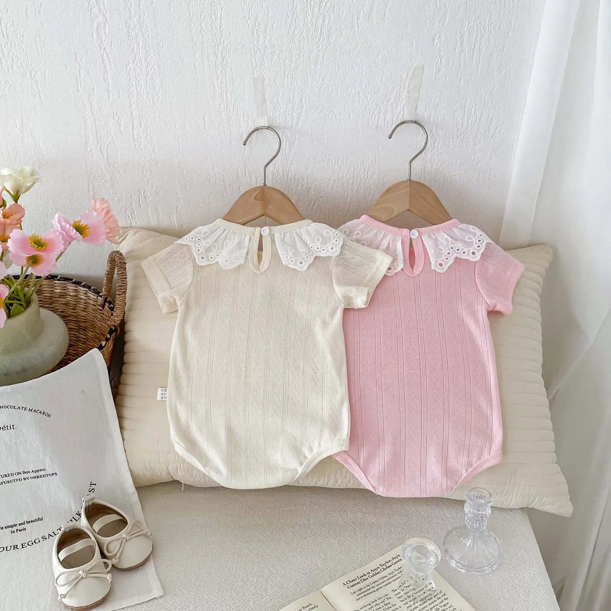 Ins Korean version of baby girl lace thin short sleeve jumpsuit, baby girl cute sweet princess jumpsuit, suitable for going out