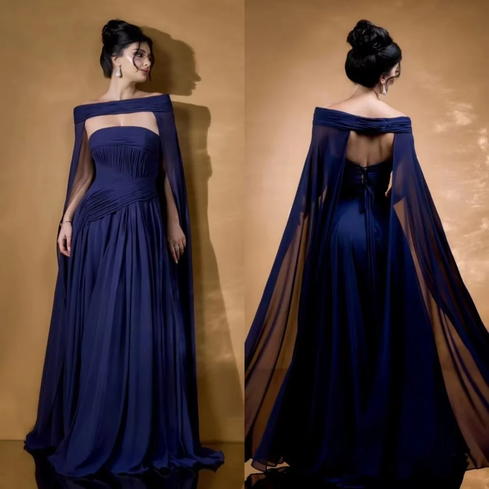 

Customized Exquisite Ruched Women Prom Dress Sleeveless A-line Floor Length Party Dress Charming chiffon Women Evening Gown