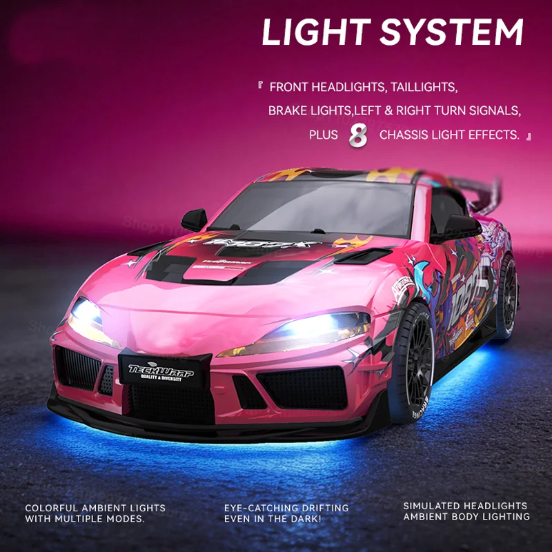 Mini RC Drift Racing Car 1:43 Scale 20KM/H 2.4G Radio Control Desktop Stunt Car With LED Lights Hobby Model Toys For Kids Adults