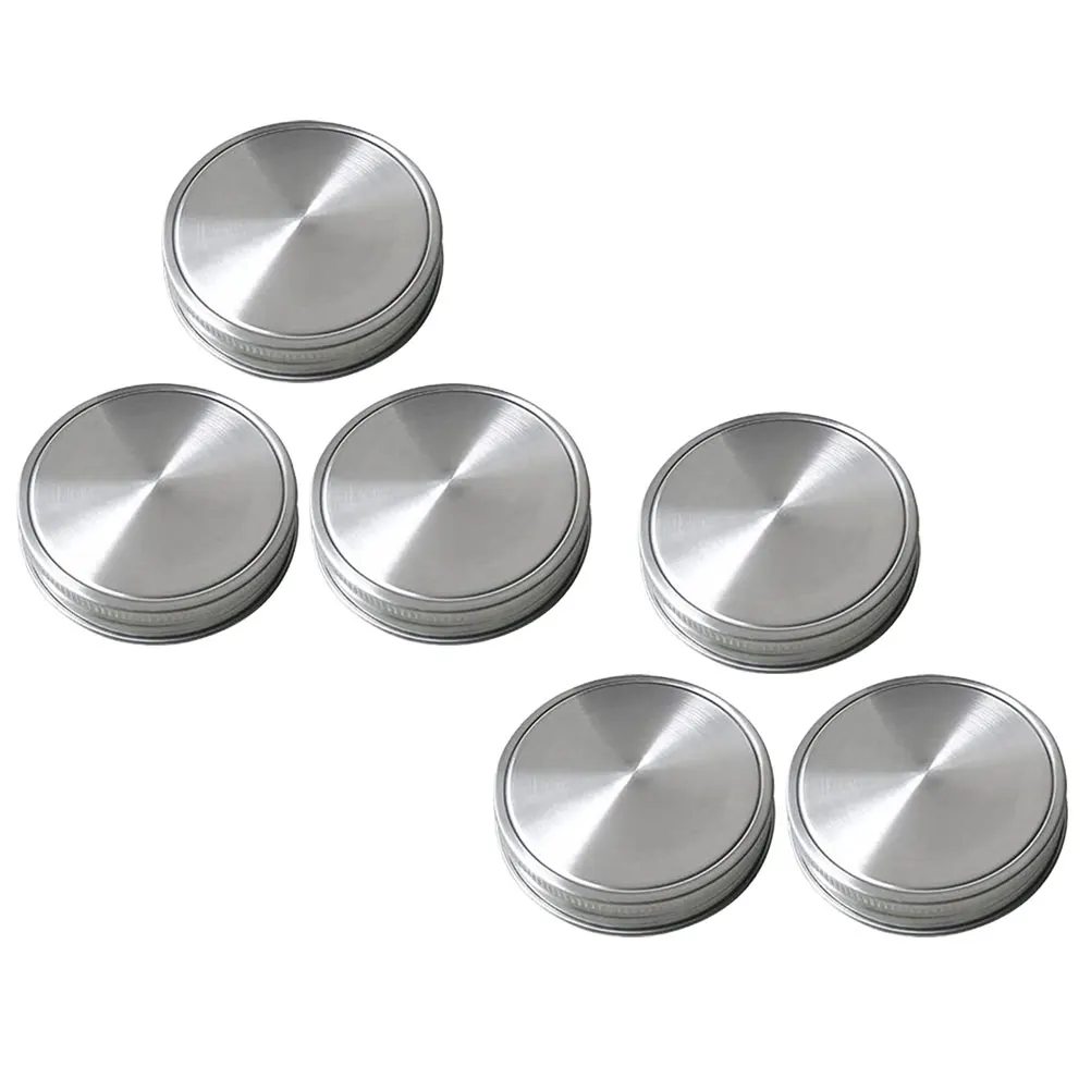 

6pcs Mason Jar Lids 70mm Regular Mouth Stainless Steel Silicone Sealed Covers Reusable Leakproof Kitchen