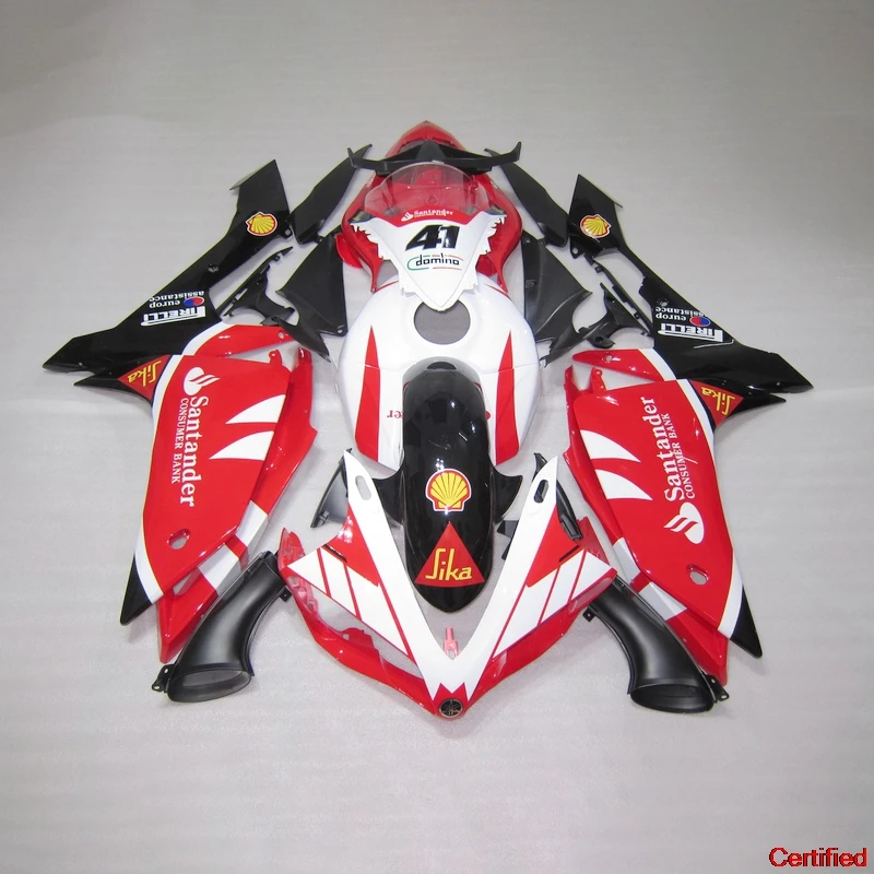 High grade Injection fairing kit fit for YAMAHA 2007 2008 YZFR1 YZF R1 07 08 red black white motorcycle fairings body kits 07