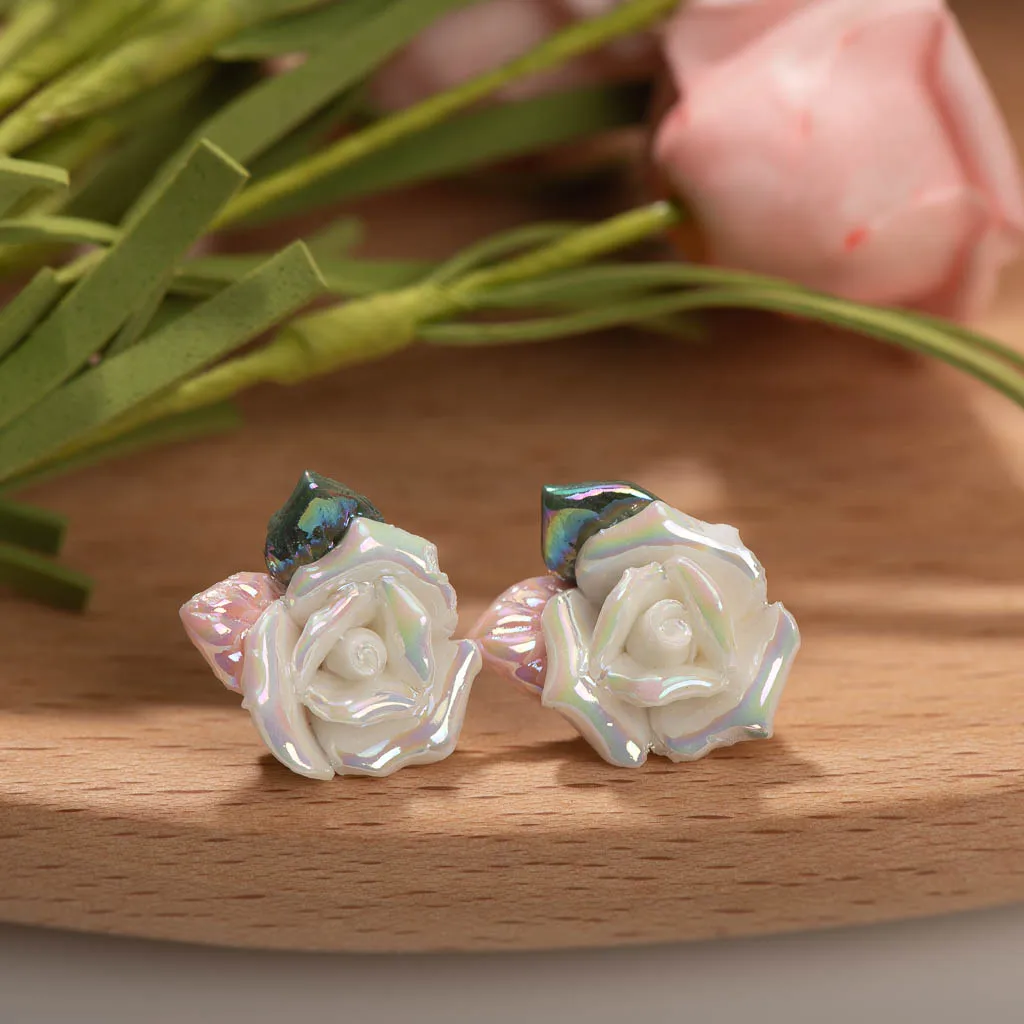 Exquisite Ceramic Flower Earrings with Vibrant Colors and Durable Finish Lightweight Accessory Z805