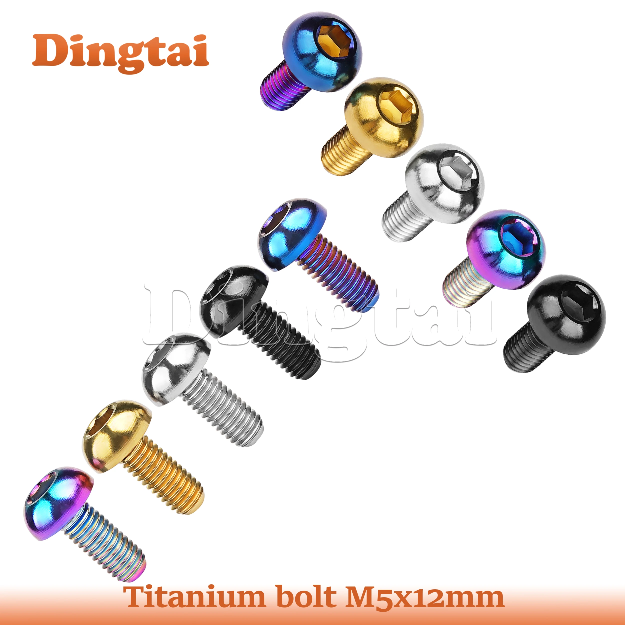 Dingtai Titanium Bolt M5x12mm   Hexagon Bolt Semicircle Bicycle Head Cage Kettle Screw