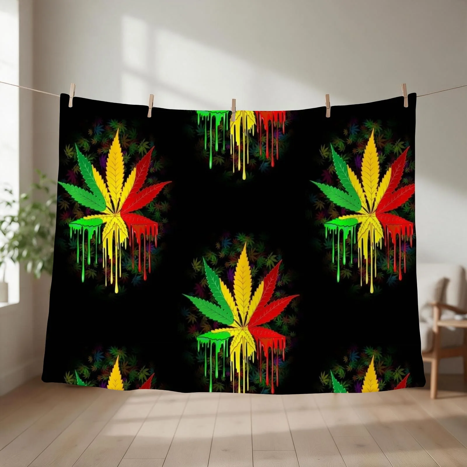 Weed Leaf Throw Blanket