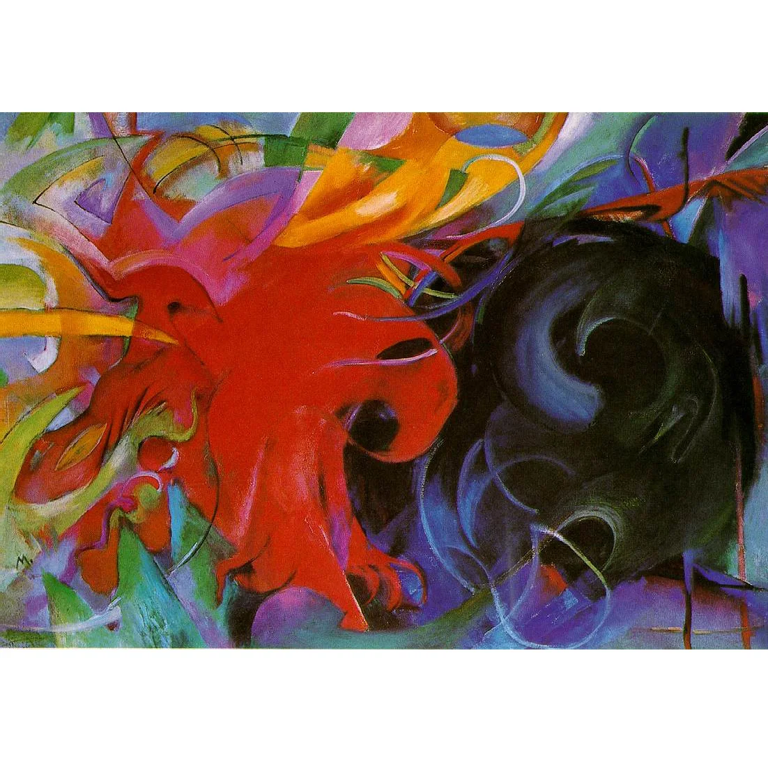 

Handmade high quality reproduction of Fighting Forms by Franz Marc Abstract art painting on canvas Decoration pictures room wall