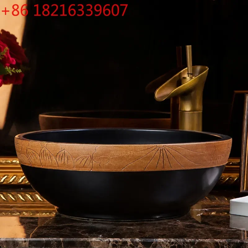 YAO Wholesale Ceramic Washbasin Art Basin Hotel Basin Retro Round Art Basin JS-13018