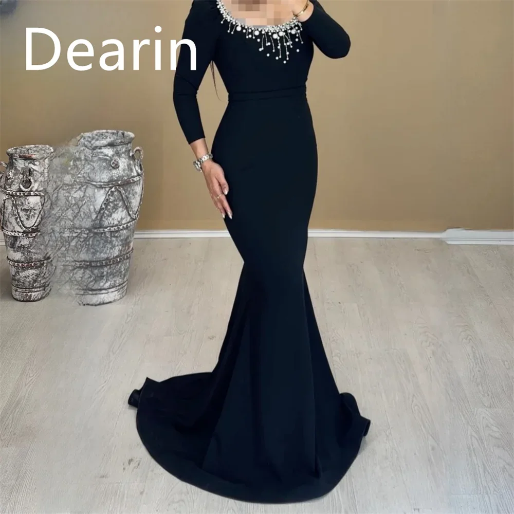 Customized Evening Dress Prom Gown Women Party Occasion Dearin Scoop Neckline Sheath Floor Length Skirts Hugging Bespoke Occasio