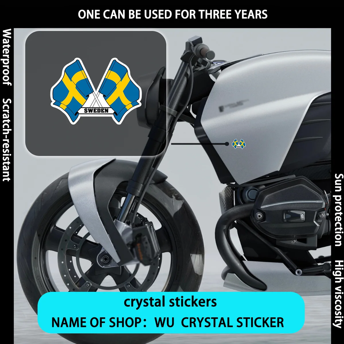 

4Pcs Sweden Decals, Waterproof Stickers for Motorcycle, Car & Tool Box, Ideal Halloween Gift