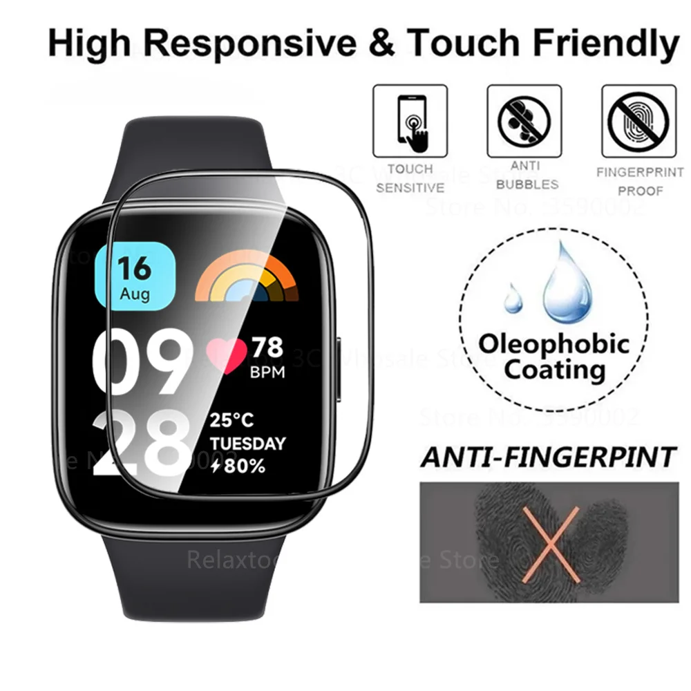 Protector de pantalla activo para Xiaomi Redmi Watch 3, cristal Protector para Redmi Watch 3 Active, accesorios de película de cubierta completa de 1,83 ", 3 uds.