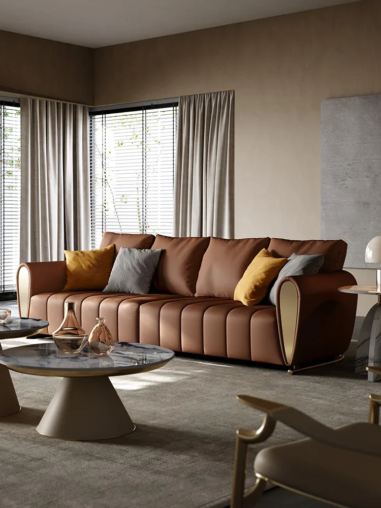 Light Luxury Leather Sofa First Layer Cowhide Modern Imported Leather Sofa