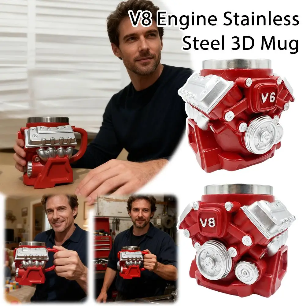 

Mechanical V8 V6 Engine Resin Coffee Mug Personalized Inner Liner Simple Design Kitchen Bar Home Gift Idea