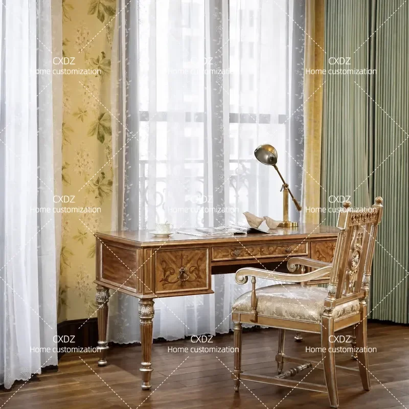 French Country Solid Wood Desk American Retro Study Writing Table Modern Simple Villa Furniture