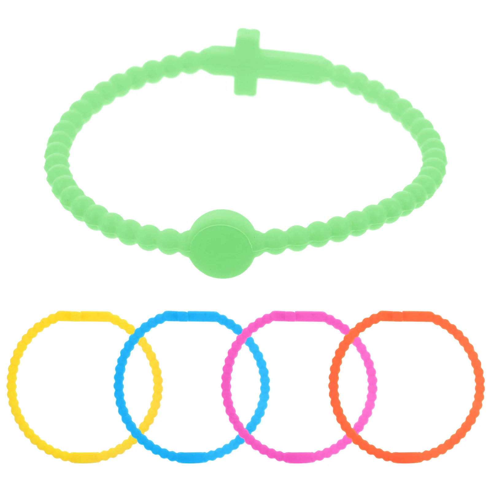 

5pcs Colorful Silicone Wristbands Unisex Stretch Comfortable Bracelets Adjustable Decorative Bands For Party Festival Outdoor