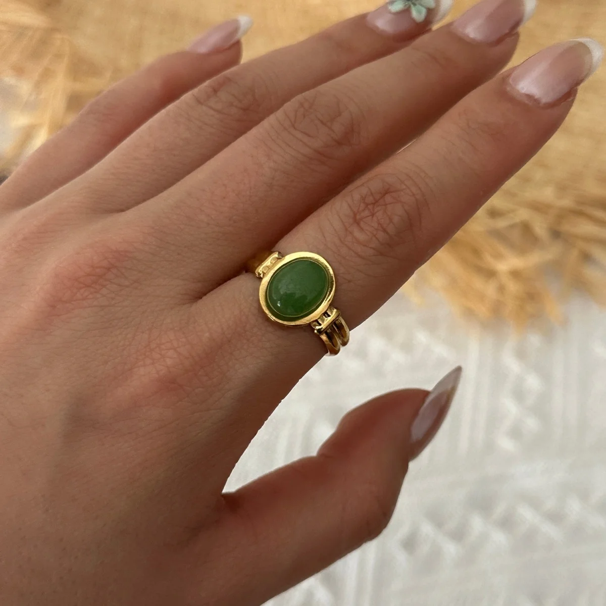 Retro-Tigeraugen-Naturstein-Oval-Sonnenringe, stapelbar, für Damen und Herren, Edelstahl, Zirkonia, Wickelring, Streifen-Fingerring, Schmuck – Detail 9