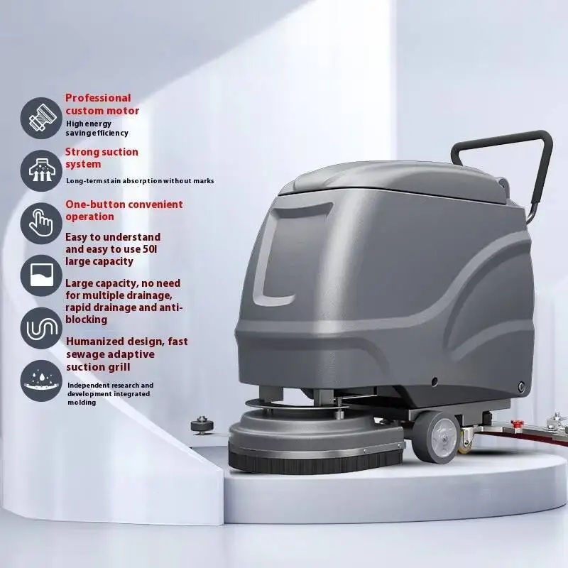 Industrial Floor Scrubber, Commercial Factory Workshop Floor Scrubber, Hand Push Suction Mop Integrated Sweeping Machine