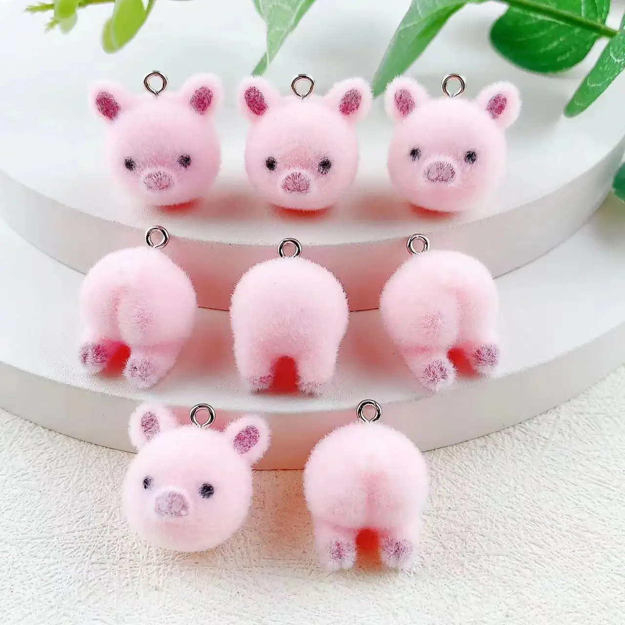 

Cute cartoon animal pig shape 30pcs/lot resin dolls beads charms diy jewelry garment/key chain accessory