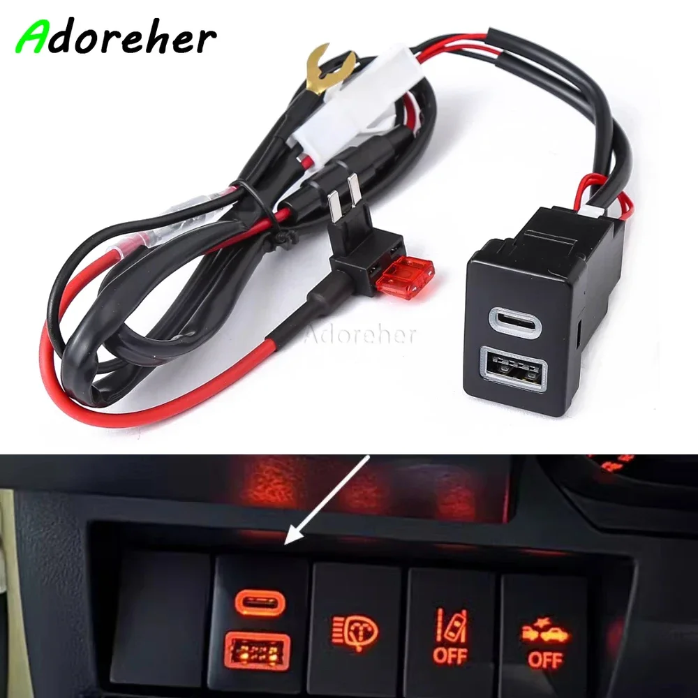 

Car Quick Charger QC3.0 USB Type-c Interface Adapter Charging Interface Socket Adapter for Suzuki Jimny 2019-2023