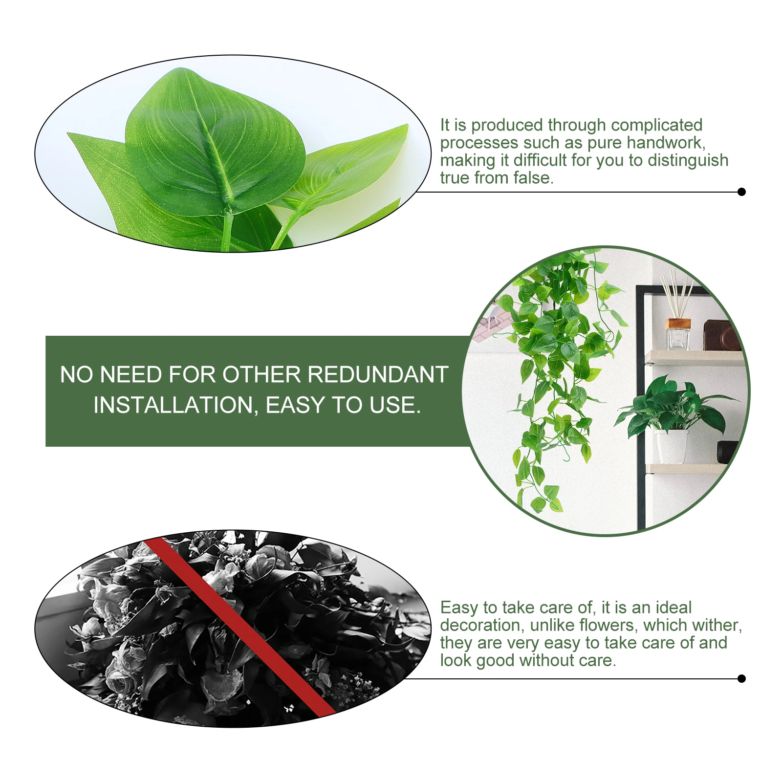 

Artificial Vines Hanging Rattan Decor Bright Green Safe Odorless No Maintenance Wedding Parties Centerpiece Show Shop Restaurant