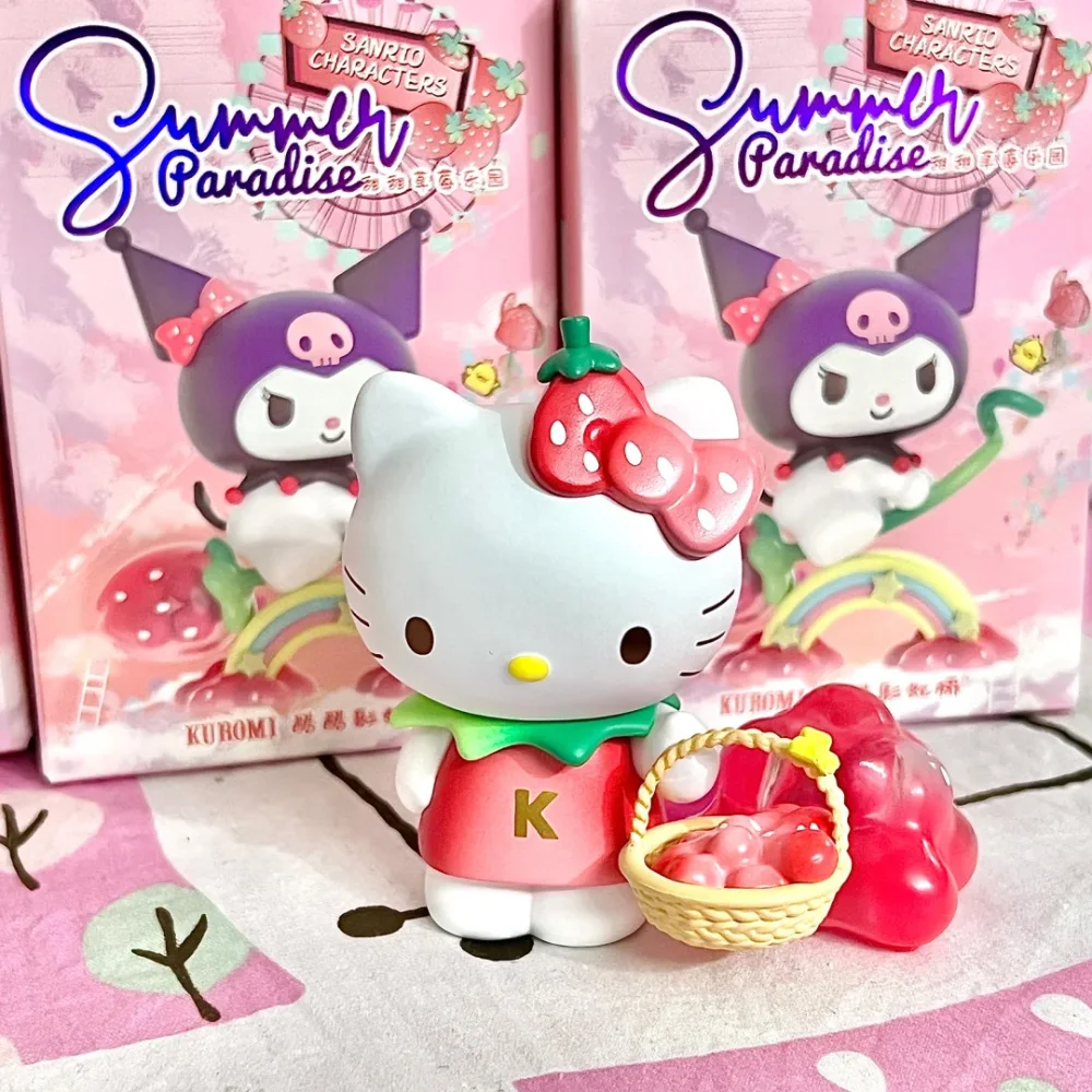 Sanrio Sweet Strawberry Paradise Blind Box Cute Kitty Cinnamoroll Melody Action Figure Model Toy Mystery Box Girl Surprise Gift