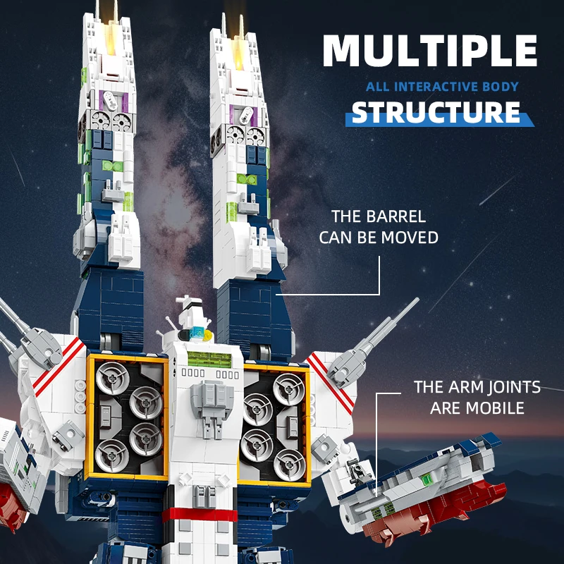 4682 Uds. Bloques de construcción de barco de fortaleza Robotech buque de guerra acorazado Mecha montaje ladrillos modelo juguetes para Halloween regalos de navidad