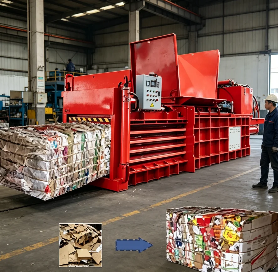 Horizontal Baler Machine Fully Automatic Waste Material Compactor Industrial Hydraulic Waste Cardboard Paper Press Machine
