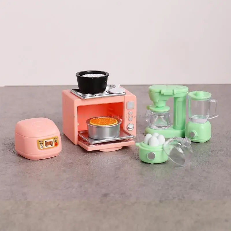 Realistische miniatuuroven elektrisch fornuis keukenscèneset voor poppenhuis rollenspel educatief speelgoed kinderen spelen eten