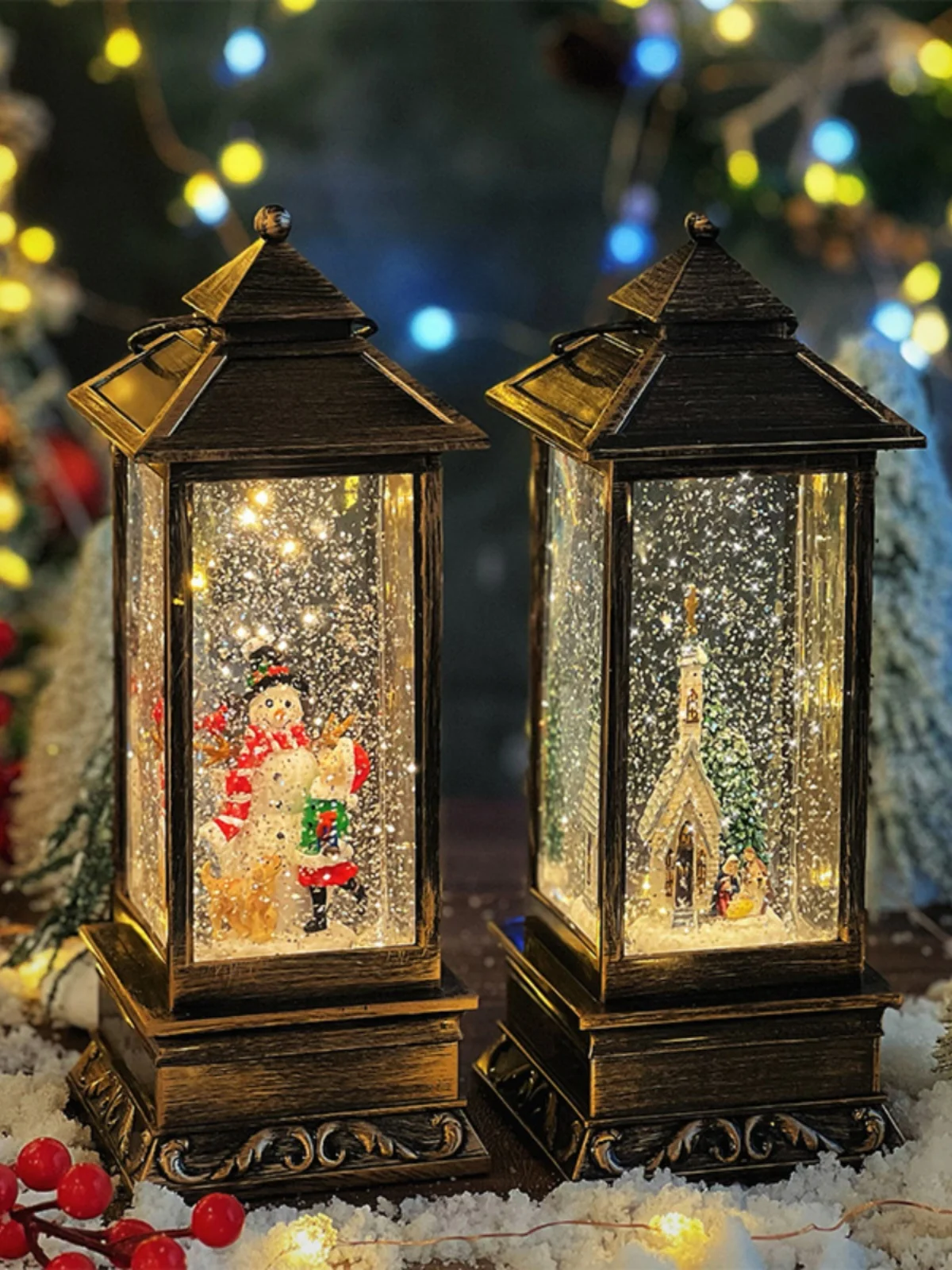 

Креативный рождественский подарок: музыкальная шкатулка-фонарь с снеговиком, украшение для елки, хрустальный шар, праздничные товары для детей