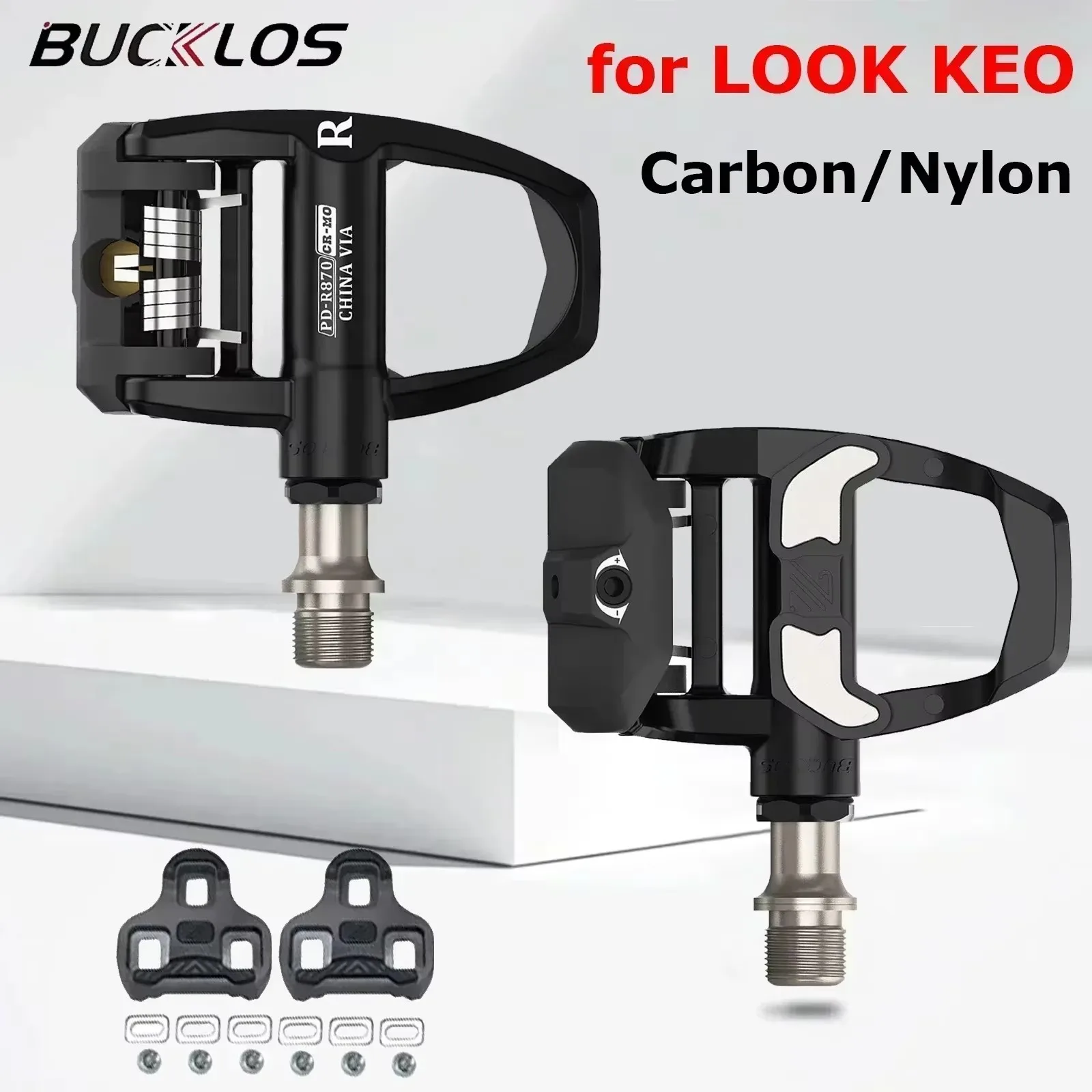 

BUCKLOS Bicycle Locking Pedals for LOOK KEO System Lock Pedals Carbon Fiber Titanium Clip-On Road Bike Pedal for KEO Cleats