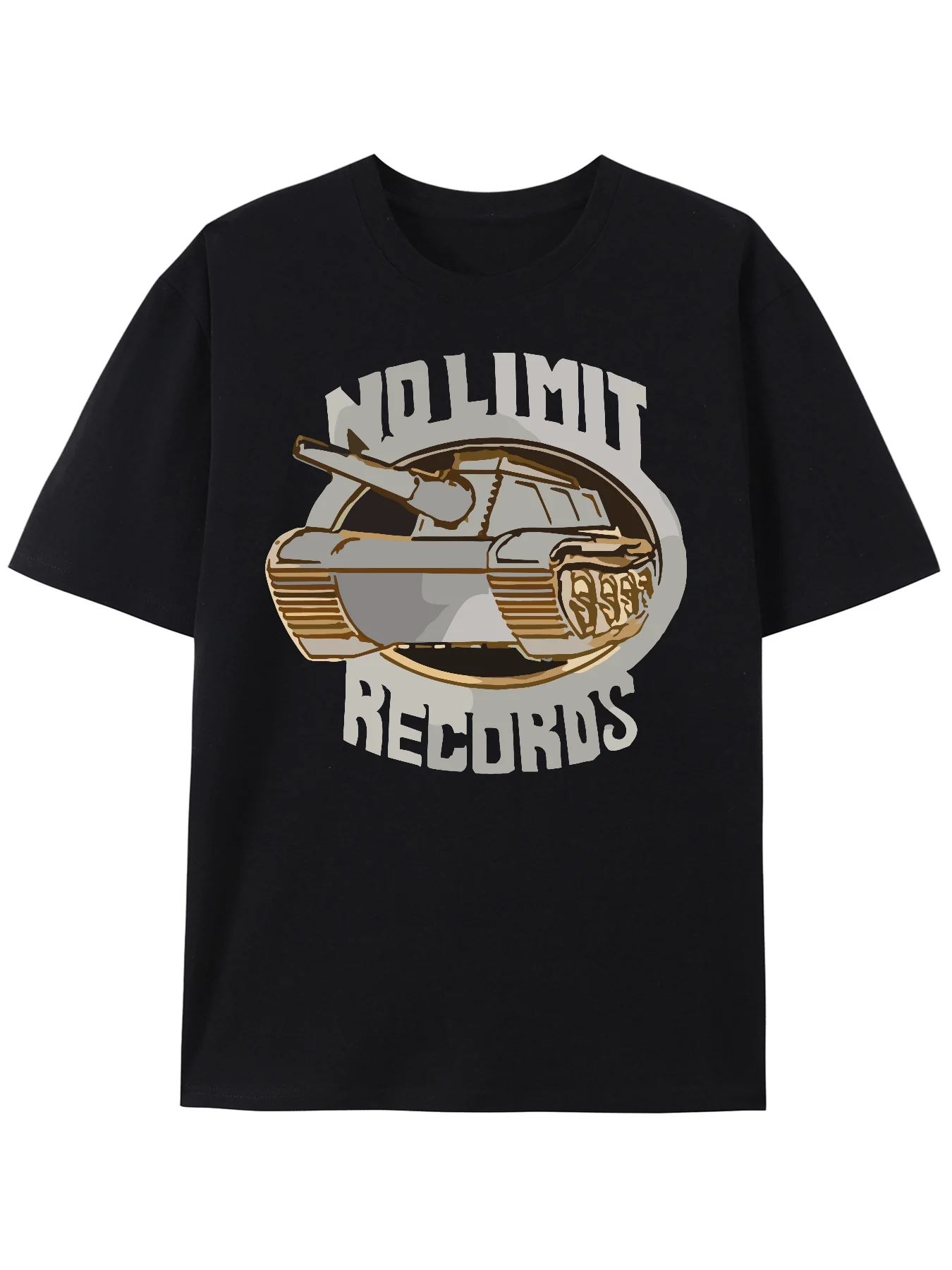 

Men's 100% Cotton T-Shirt, Casual Crew Neck Short Sleeve Tee with "No Limit Records" Print, Breathable Knit Fabric