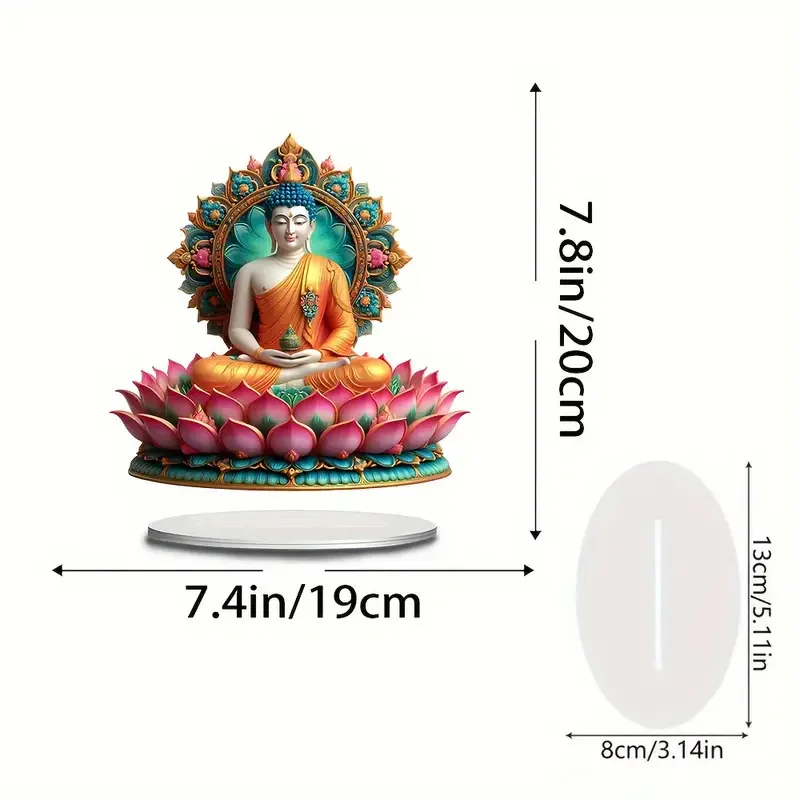 1 Stück Lotus-Terrassen-Buddha-Statue, Bürodekoration, geeignet für Heimdekoration und Bürodekoration, religiöse Dekoration – Detail 9
