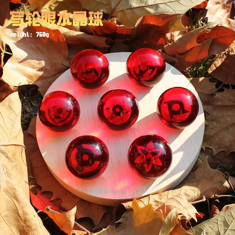 Anime Sasukes Sharingans Eyes Crystal Ball With Led Base Creative Ornament Desktop Figure Lights Japan Ninjas Fans Birthday Gift