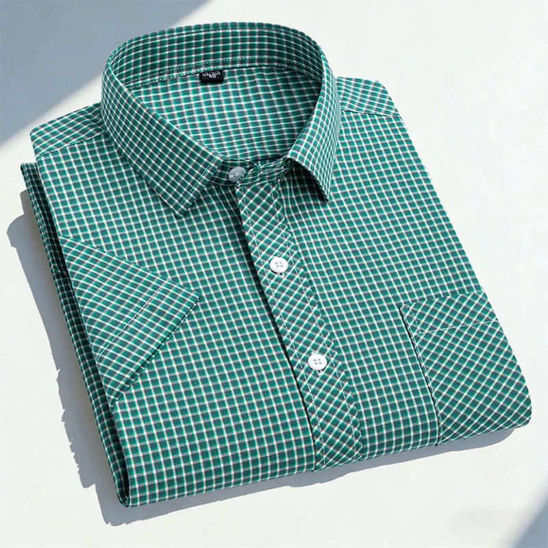 New in Tops 100% Cotton Summer Plaid Short-sleeved Casual Shirts For Men Breathable Fashion Comfortable Business Checked Blouses